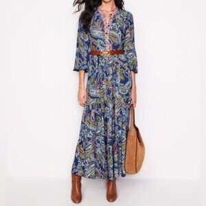 chinese dress ladies Arabella Cotton Maxi Dress-Navy, Decorative Blossom